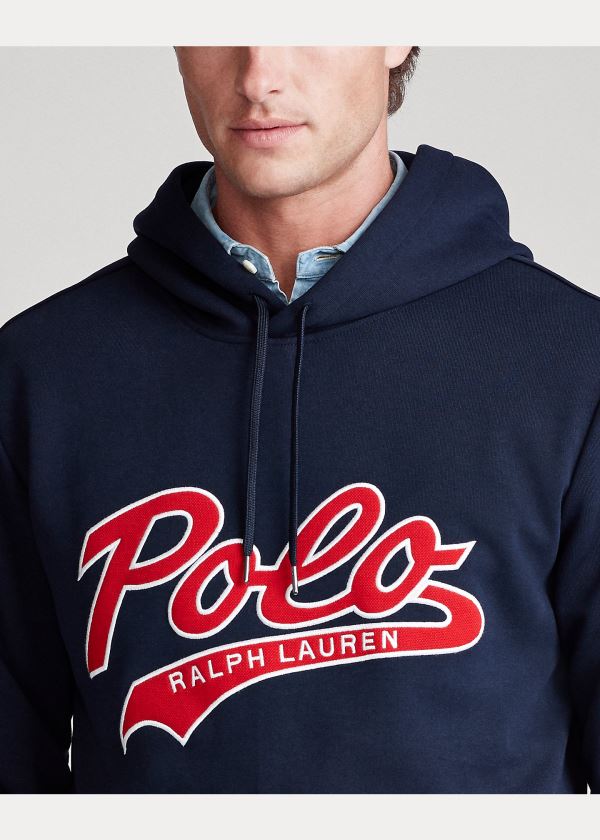 Bluza z Kapturem Ralph Lauren Double-Knit Logo Hoodie Męskie Granatowe | CYBF2447