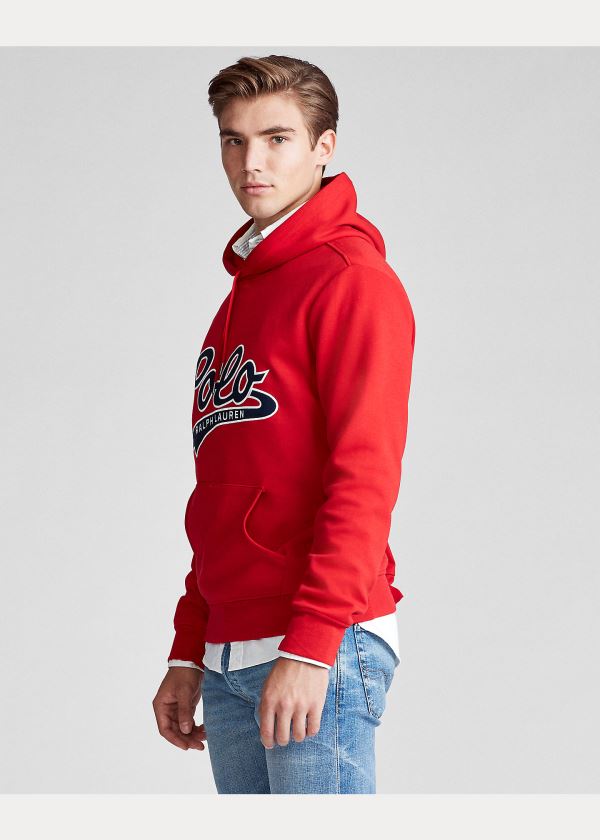 Bluza z Kapturem Ralph Lauren Double-Knit Logo Hoodie Męskie Czerwone | KYID6759