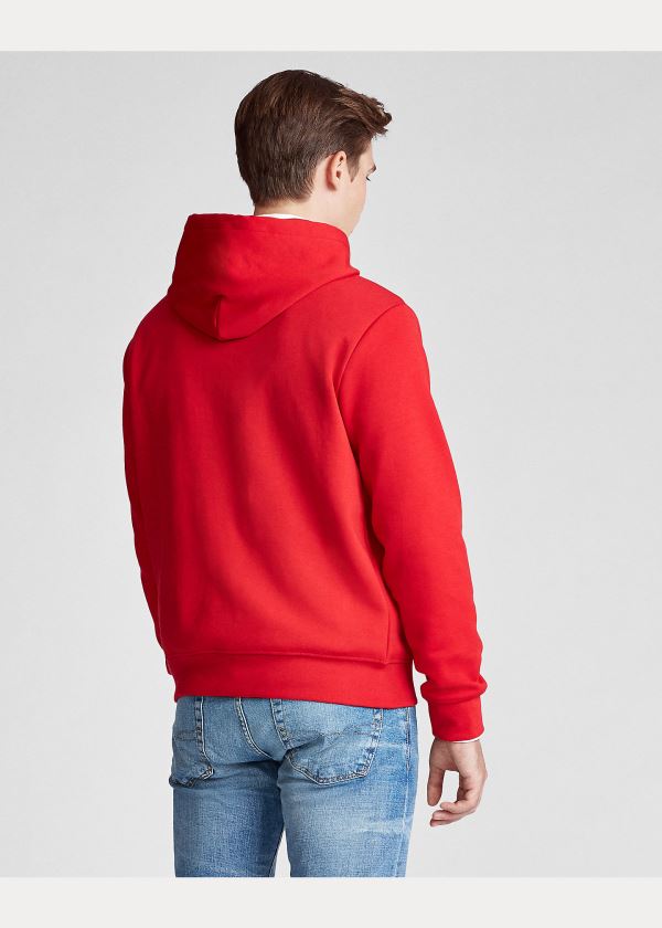 Bluza z Kapturem Ralph Lauren Double-Knit Logo Hoodie Męskie Czerwone | KYID6759