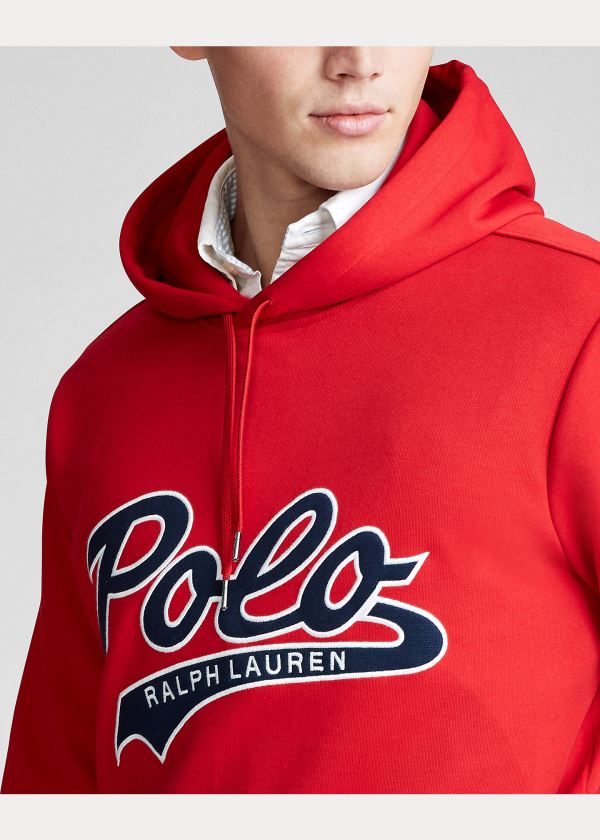 Bluza z Kapturem Ralph Lauren Double-Knit Logo Hoodie Męskie Czerwone | KYID6759