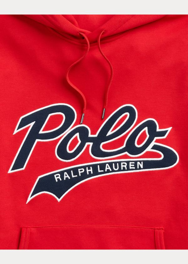 Bluza z Kapturem Ralph Lauren Double-Knit Logo Hoodie Męskie Czerwone | KYID6759