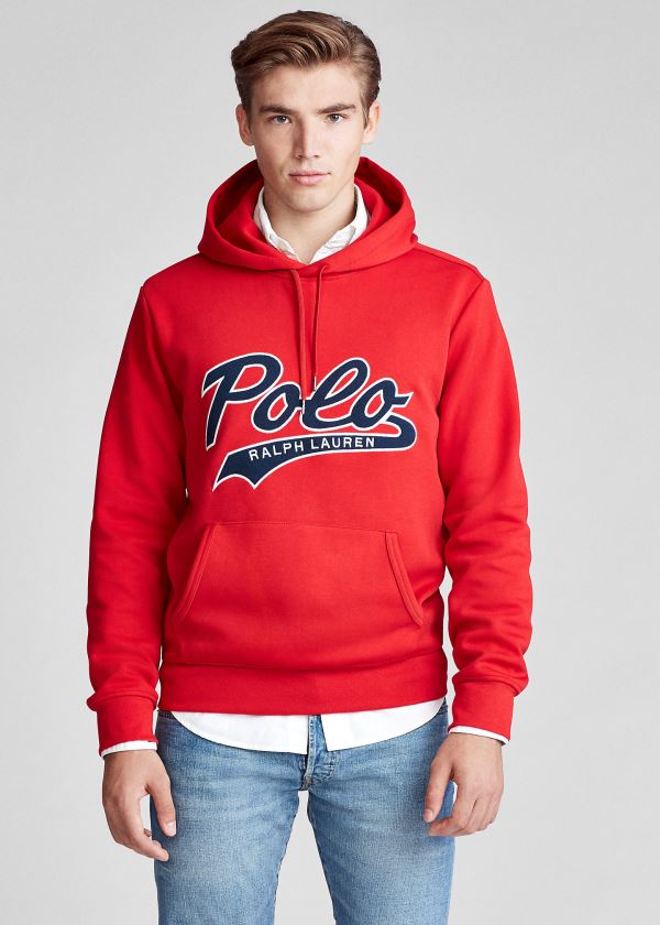 Bluza z Kapturem Ralph Lauren Double-Knit Logo Hoodie Męskie Czerwone | KYID6759