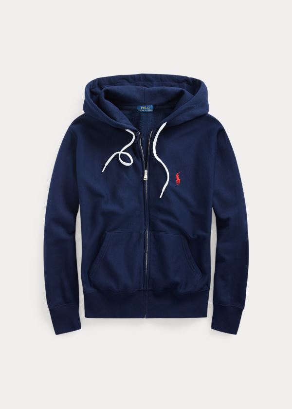 Bluza z Kapturem Ralph Lauren Fleece Full-Zip Hoodie Damskie Granatowe | UBLU1912