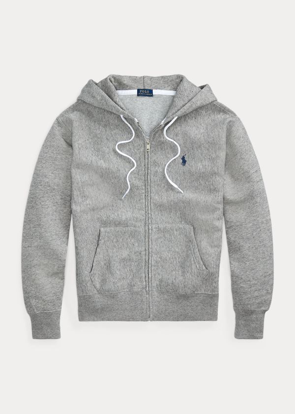 Bluza z Kapturem Ralph Lauren Fleece Full-Zip Hoodie Damskie Szare | LHSS2959