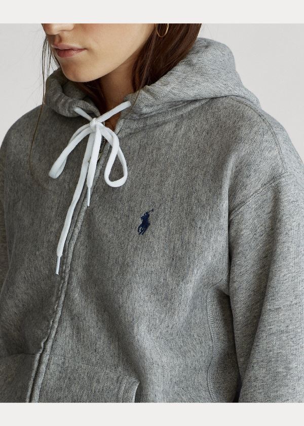 Bluza z Kapturem Ralph Lauren Fleece Full-Zip Hoodie Damskie Szare | LHSS2959