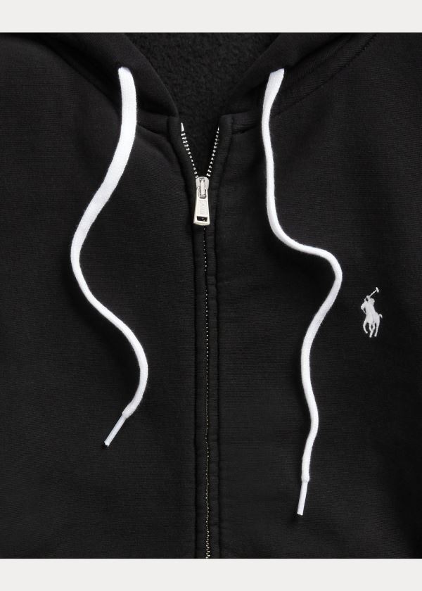 Bluza z Kapturem Ralph Lauren Fleece Full-Zip Hoodie Damskie Czarne | PPCL7868