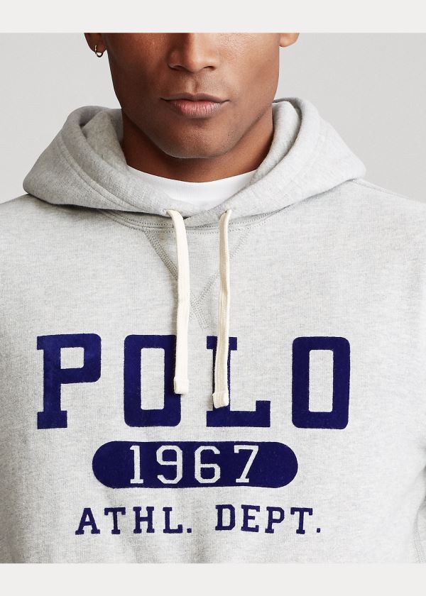 Bluza z Kapturem Ralph Lauren Fleece Graphic Hoodie Męskie Szare | WATQ9557