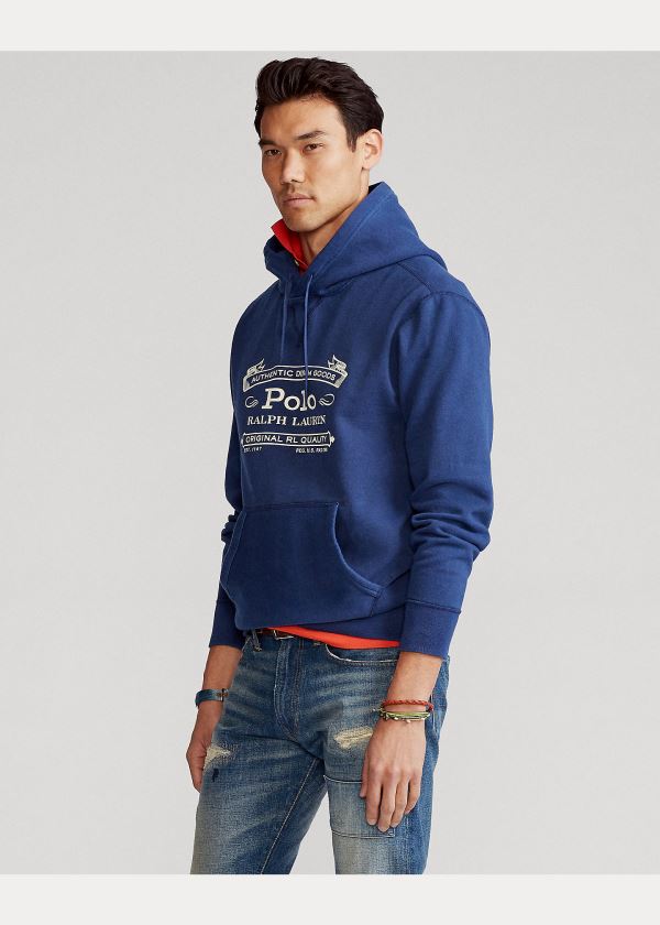 Bluza z Kapturem Ralph Lauren Fleece Graphic Hoodie Męskie Granatowe | IJBF5008