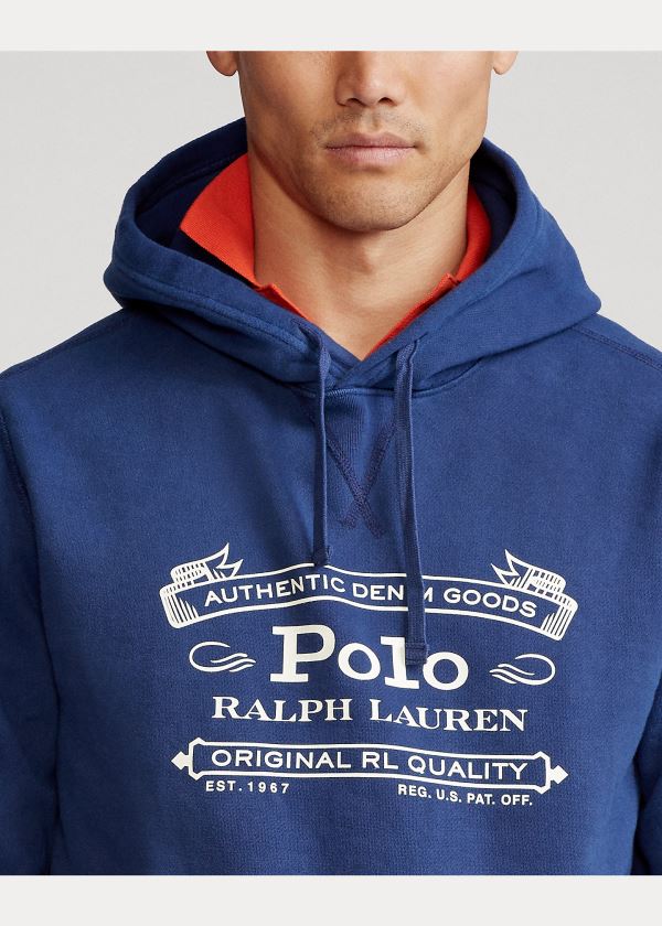 Bluza z Kapturem Ralph Lauren Fleece Graphic Hoodie Męskie Granatowe | IJBF5008