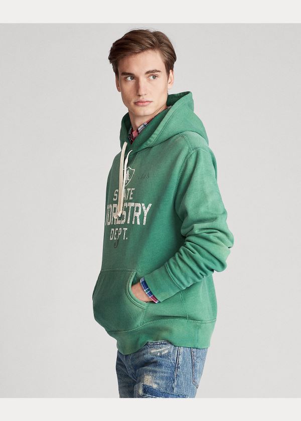 Bluza z Kapturem Ralph Lauren Fleece Graphic Hoodie Męskie Zielone | JJAY2741