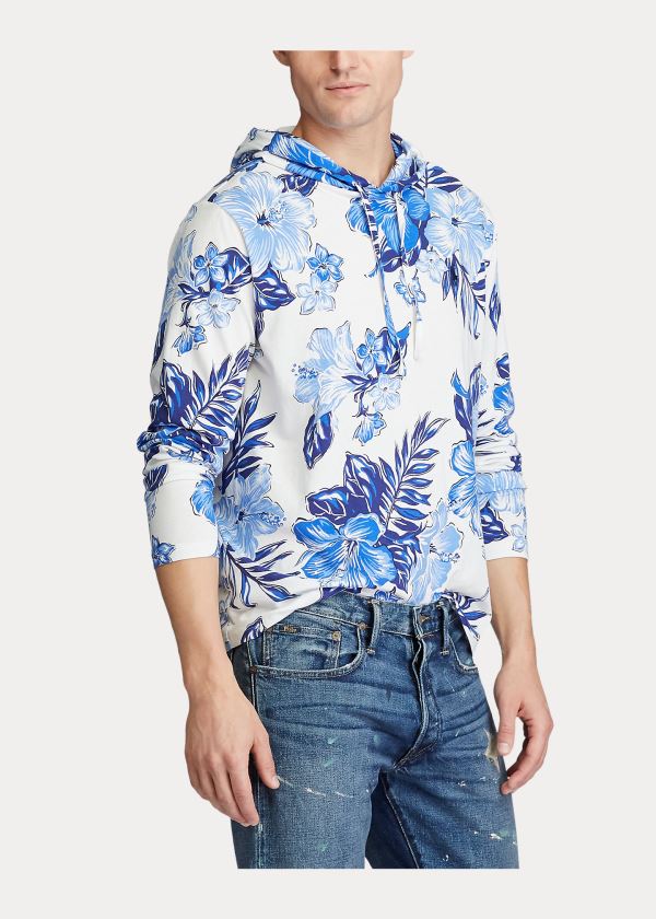 Bluza z Kapturem Ralph Lauren Floral Cotton Hooded T-Shirt Męskie Czerwone | TZHK8487