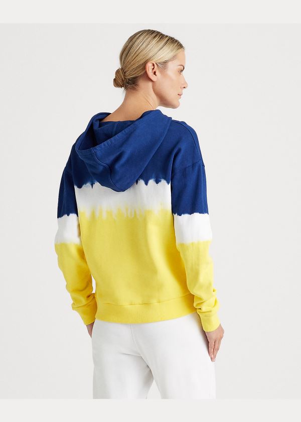 Bluza z Kapturem Ralph Lauren French Terry Tri-Color Hoodie Damskie Niebieskie Kolorowe | BHPH7746