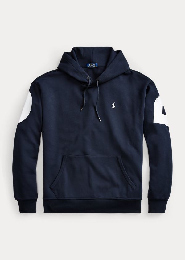 Bluza z Kapturem Ralph Lauren Logo Double-Knit Hoodie Męskie Granatowe Kolorowe | NQYO3568