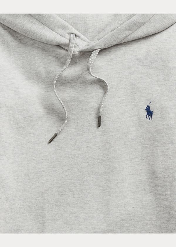 Bluza z Kapturem Ralph Lauren Logo Double-Knit Hoodie Męskie Szare | TDRI0783