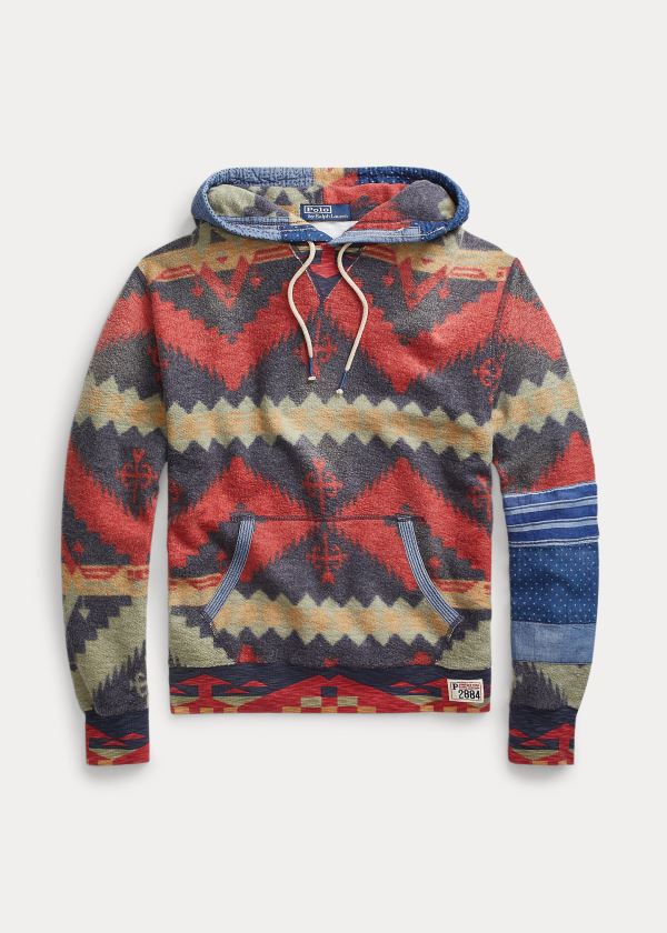 Bluza z Kapturem Ralph Lauren Patchwork Fleece Hoodie Męskie Kolorowe | ALZJ8709