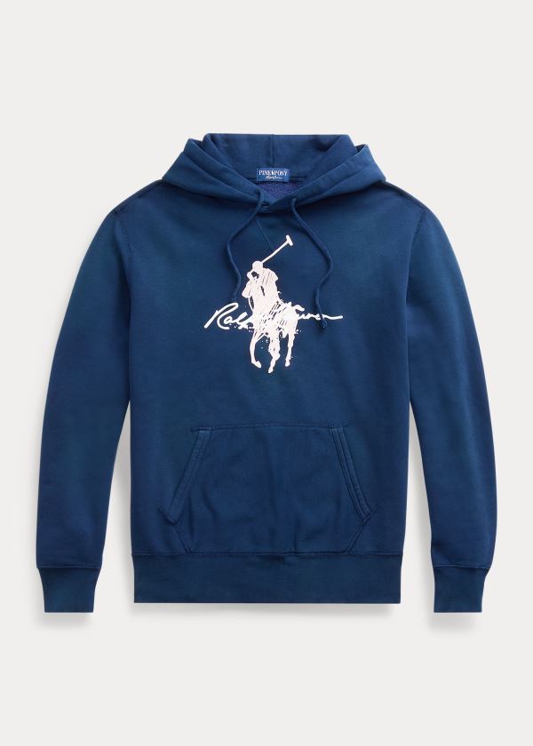 Bluza z Kapturem Ralph Lauren Pink Pony Fleece Hoodie Męskie Granatowe | YSTU4175