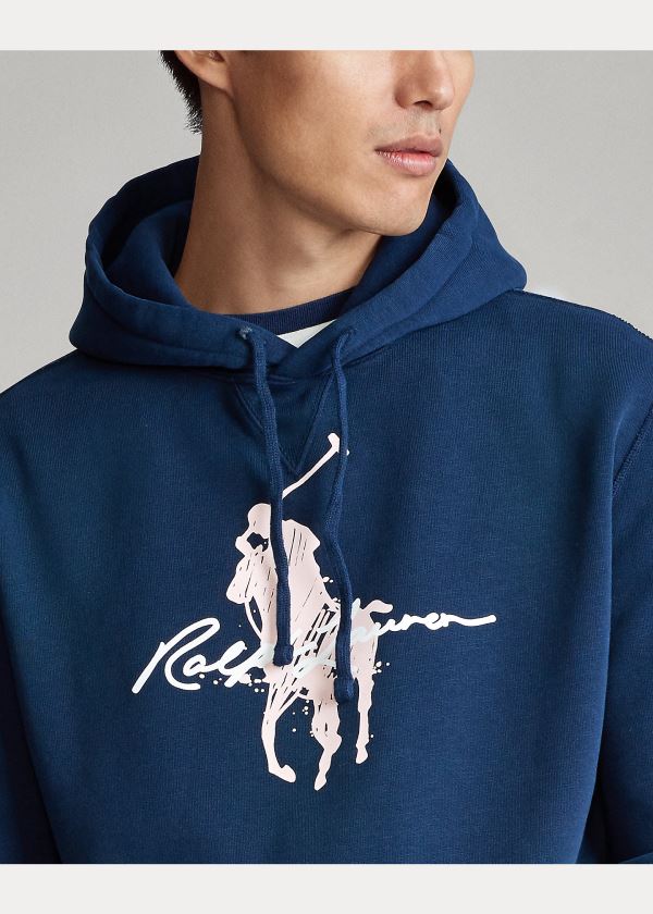 Bluza z Kapturem Ralph Lauren Pink Pony Fleece Hoodie Męskie Granatowe | YSTU4175