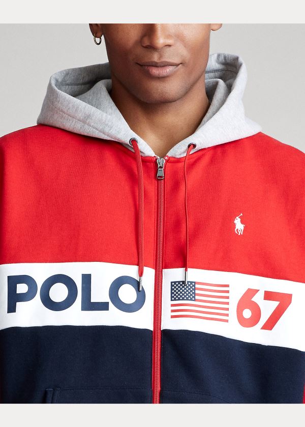 Bluza z Kapturem Ralph Lauren Polo 67 Hoodie Męskie Czerwone Kolorowe | YQEW2922