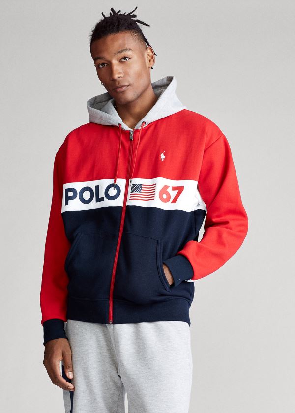 Bluza z Kapturem Ralph Lauren Polo 67 Hoodie Męskie Czerwone Kolorowe | YQEW2922