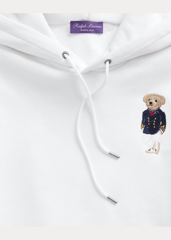 Bluza z Kapturem Ralph Lauren Polo Bear Fleece Hoodie Męskie Białe | JZVS3012