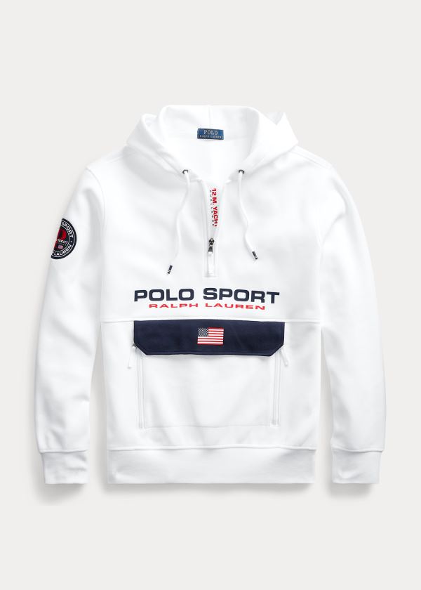 Bluza z Kapturem Ralph Lauren Polo Sport Double-Knit Hoodie Męskie Białe | OQME0397