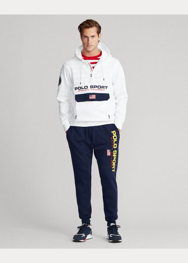 Bluza z Kapturem Ralph Lauren Polo Sport Double-Knit Hoodie Męskie Białe | OQME0397