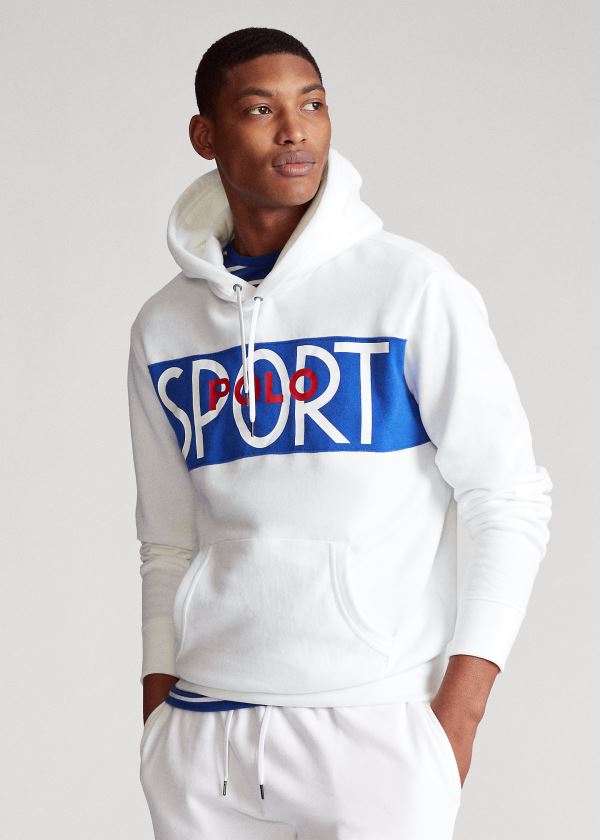 Bluza z Kapturem Ralph Lauren Polo Sport Fleece Hoodie Męskie Białe | VMFE1441