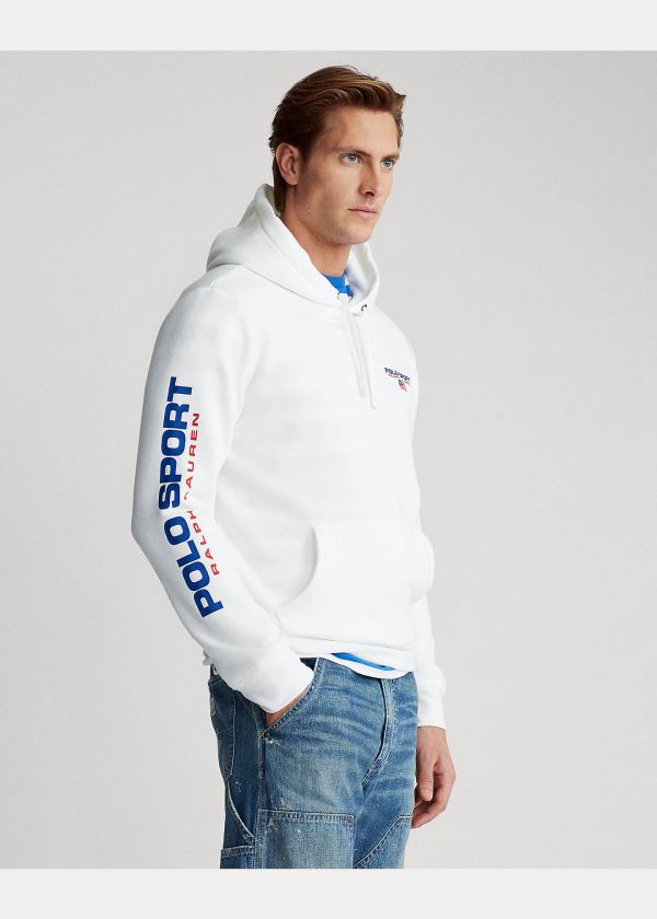 Bluza z Kapturem Ralph Lauren Polo Sport Fleece Hoodie Męskie Białe | MCOT5283