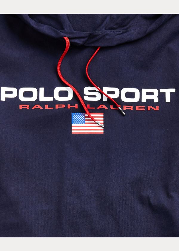 Bluza z Kapturem Ralph Lauren Polo Sport Hooded T-Shirt Męskie Granatowe | BRDN1335