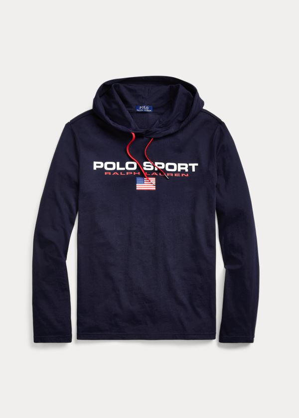 Bluza z Kapturem Ralph Lauren Polo Sport Hooded T-Shirt Męskie Granatowe | BRDN1335