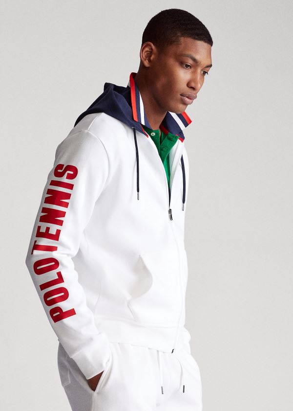 Bluza z Kapturem Ralph Lauren Polo Tennis Double-Knit Hoodie Męskie Białe | RFIV4323