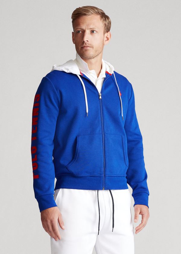 Bluza z Kapturem Ralph Lauren Polo Tennis Double-Knit Hoodie Męskie Królewski Niebieski Niebieskie | MPFJ8238