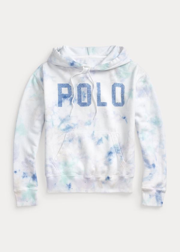 Bluza z Kapturem Ralph Lauren Tie-Dye Fleece Hoodie Damskie Białe Kolorowe | BQGC4112