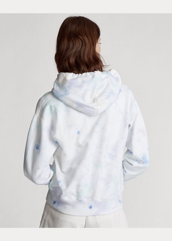 Bluza z Kapturem Ralph Lauren Tie-Dye Fleece Hoodie Damskie Białe Kolorowe | BQGC4112