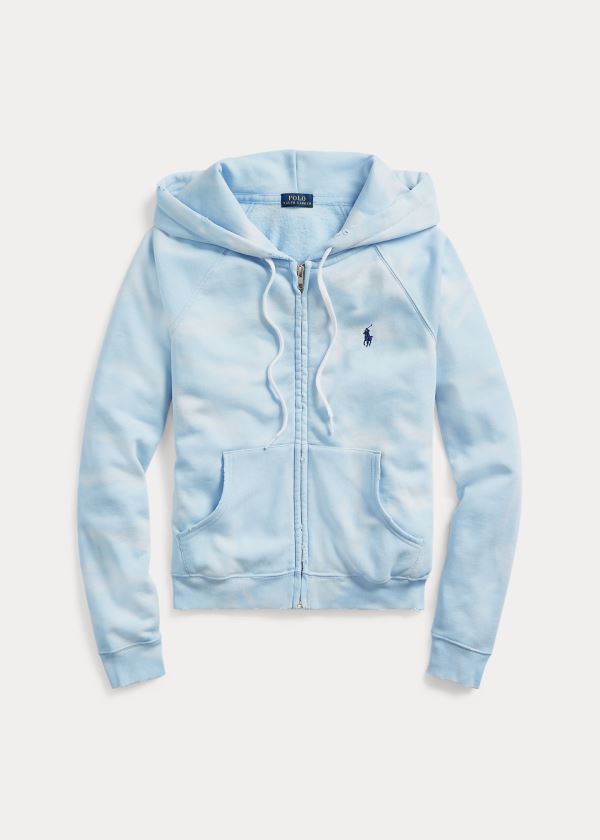 Bluza z Kapturem Ralph Lauren Tie-Dye Fleece Full-Zip Hoodie Damskie Niebieskie | PTCE0952