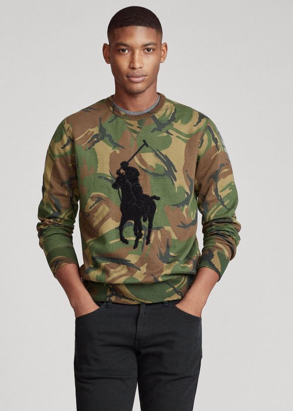 Bluzy Ralph Lauren Big Pony Camo Sweatshirt Męskie Camo | NIIZ4837