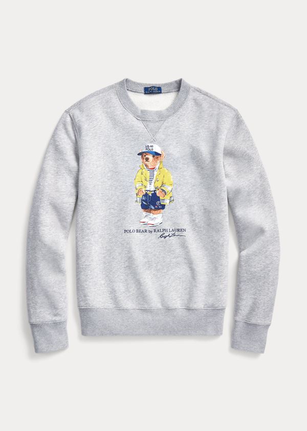 Bluzy Ralph Lauren CP-93 Bear Fleece Sweatshirt Męskie Szare | DKAU6992