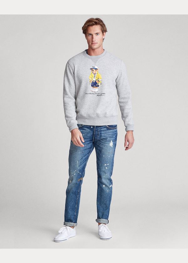 Bluzy Ralph Lauren CP-93 Bear Fleece Sweatshirt Męskie Szare | DKAU6992