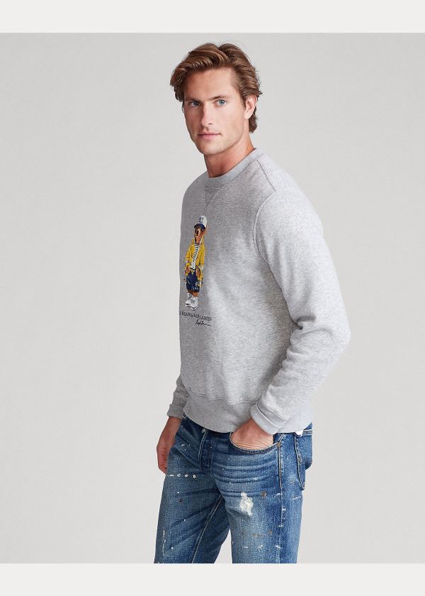 Bluzy Ralph Lauren CP-93 Bear Fleece Sweatshirt Męskie Szare | DKAU6992