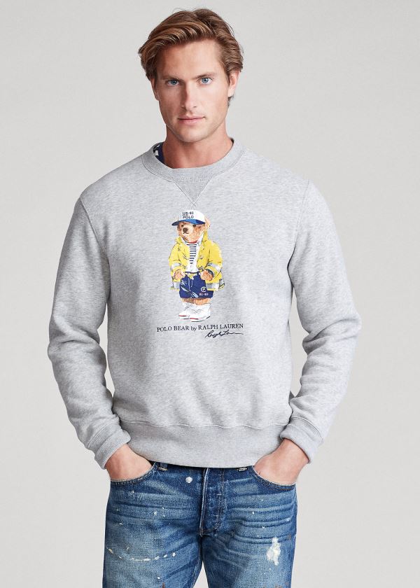 Bluzy Ralph Lauren CP-93 Bear Fleece Sweatshirt Męskie Szare | DKAU6992