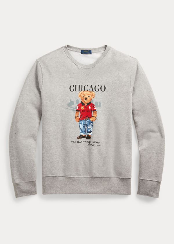 Bluzy Ralph Lauren Chicago Bear Fleece Sweatshirt Męskie Szare | JLSW6044