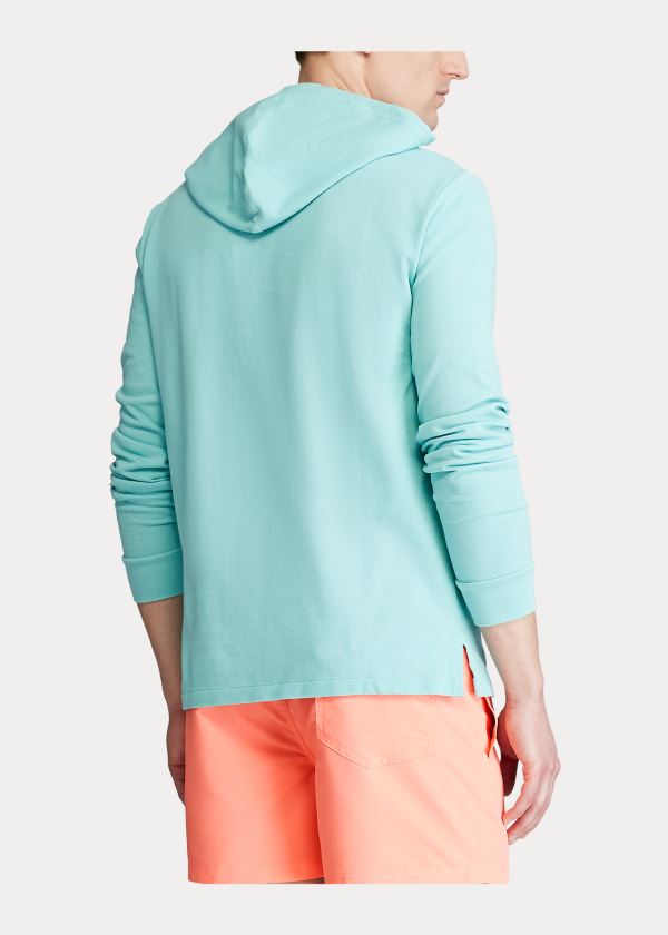 Bluzy Ralph Lauren Cotton Mesh Hooded T-Shirt Męskie Zielone | LMJQ0775