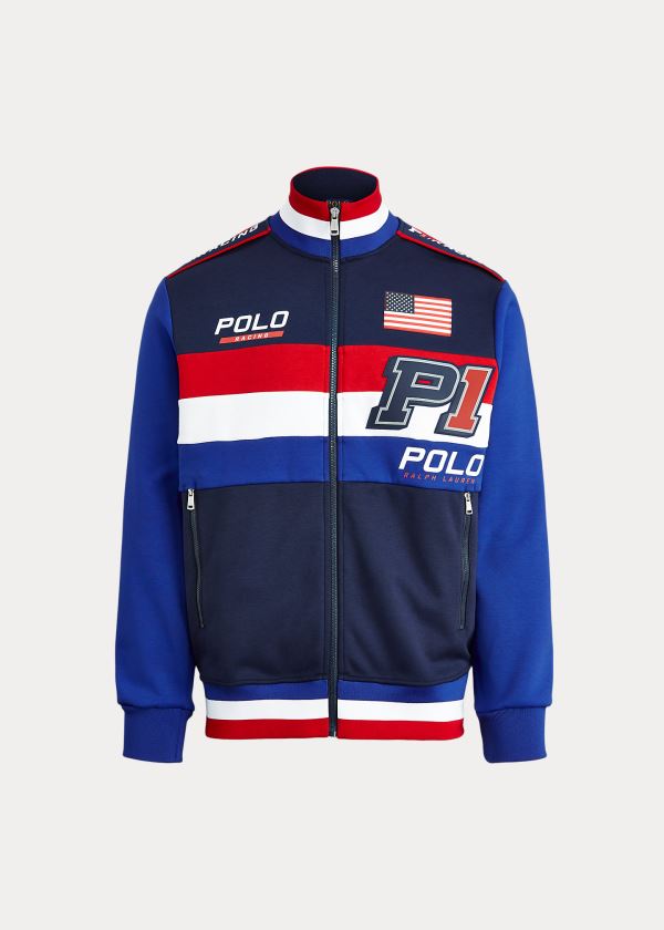 Bluzy Ralph Lauren Double-Knit Track Jacket Męskie Granatowe Kolorowe | FYYH2577