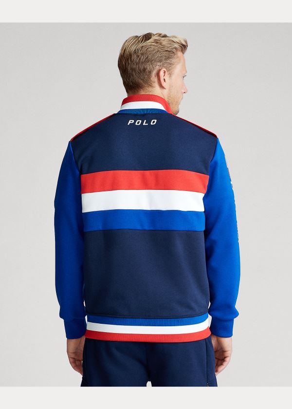 Bluzy Ralph Lauren Double-Knit Track Jacket Męskie Granatowe Kolorowe | FYYH2577