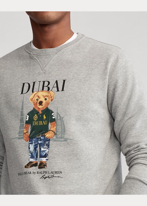 Bluzy Ralph Lauren Dubai Bear Fleece Sweatshirt Męskie Szare | UAUH3008