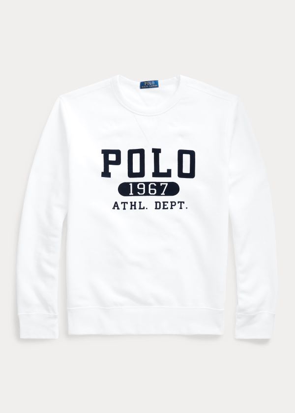 Bluzy Ralph Lauren Fleece Graphic Sweatshirt Męskie Białe | IVUK1810