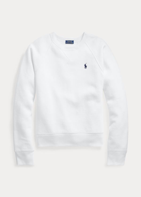 Bluzy Ralph Lauren Fleece Pullover Damskie Białe | FXPZ7917