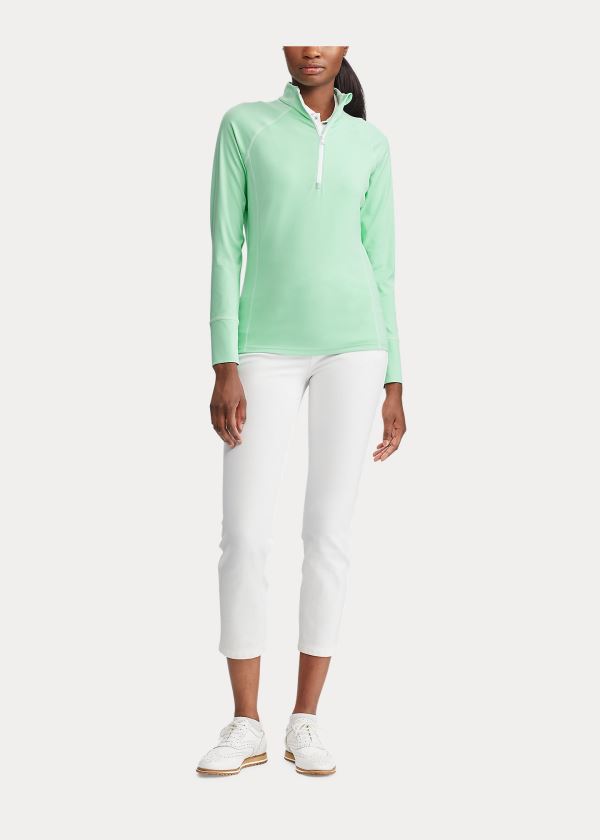 Bluzy Ralph Lauren Half-Zip Golf Pullover Damskie Mięta Zielone | GXVW9646