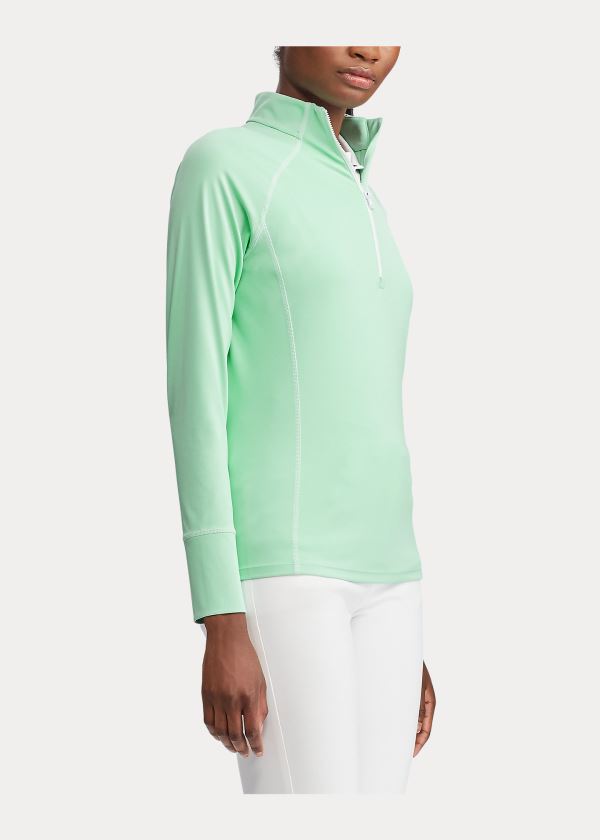 Bluzy Ralph Lauren Half-Zip Golf Pullover Damskie Mięta Zielone | GXVW9646