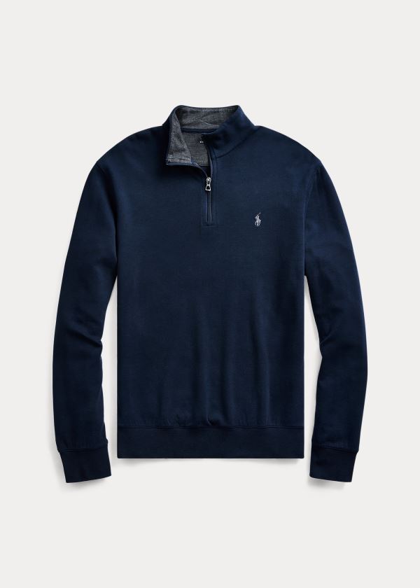 Bluzy Ralph Lauren Jersey Half-Zip Pullover Męskie Granatowe | TIYO2135